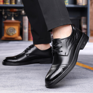 Zapatos Oxford de cuero para hombre, con punta redonda, cordones, suela de goma antideslizante, zapatos de vestir para boda, zapatos formales de negocios para otoño - Product Image 3