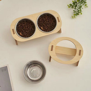 Cuenco clásico de madera para mascotas al por mayor, cuenco para mascotas inoxidable pulido para gatos y perros, vajilla elegante, bandeja para servir - Product Image 5