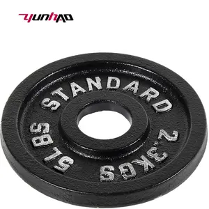 Yuncheng placas de peso padrão para exercício, logotipo personalizado para academia exercício fitness ferro fundido placa de aperto de 2 polegadas barbell em lbs kg