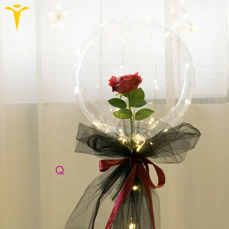 Globo con Luz LED Rose Bolas Transparentes Rose para la Mujer Novia Esposa Decoración de Fiesta Día de San Valentín Cumpleaños Herbests Globo con Luz LED Ramo de Rose Amarillo 
