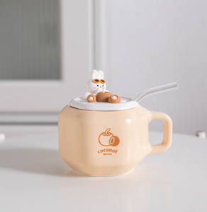 แก้วเซรามิคลายการ์ตูนกระต่ายสำหรับกาแฟและนม 380 มล. เป็นมิตรกับสิ่งแวดล้อม เหมาะเป็นของขวัญสำหรับมื้อเช้า ใช้ในบ้าน - Product Image 5