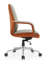 Chaise de bureau relaxante pour personnel de studio Chaise de visiteur en cuir artificiel à dossier court orange coloré pour le bureau