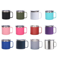 Tasse à café isotherme 14 oz très vendue, design classique avec poignée, en acier inoxydable 304 pour bière et vin, mug à sublimation