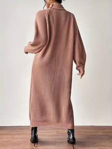 <span class=keywords><strong>Robe</strong></span> midi en tricot à manches longues de couleur unie décontractée pour femmes Col montant Pull intérieur <span class=keywords><strong>Robe</strong></span> pull - Product Image 5