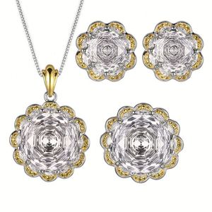 Wholesale Manufacturers Eco-friendly Copper Elegant Women's Jewelry <b>Sets</b> 16-10mm White Zircon Delicate Necklace <b>Earring</b> Ring <b>Set</b> - Product Image 1