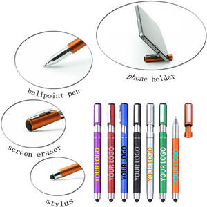 <span class=keywords><strong>Stylo</strong></span> à bille à rouleau multifonctionnel 4 en 1, haute qualité, avec nettoyant pour écran tactile et support de <span class=keywords><strong>stylo</strong></span> - Product Image 2