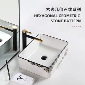 Lavabo Cuadrado de Cerámica para Encimera, con un Solo Orificio, Fácil de Limpiar, para Baño - Product Image 2