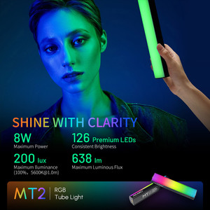 FEELWORLD MT2 Tube Light, Luz de Tubo Portátil Pavotube II RGB para Fotografí<span class=keywords><strong>a</strong></span>, LED 2600K~6000K, Mini Luz de Tubo RGB con Control por Aplicación - Product Image 2