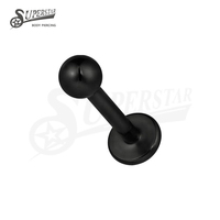 SUPERSTAR ASTM F136 Titane Classique à Filetage Interne, Finition Polie Haute Brillance, Boule Plate, Labret, Stud pour Lèvre, Bijou de Piercing