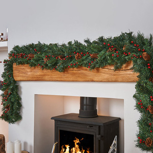 Guirlande Ronde Artificielle de Noël en Rotin, Décoration de Noël avec Cônes de Pin et Fruits Verts, 2,7 m, Faite à la Main, DIY, pour Arbre de Noël, Maison, Fêtes et Célébrations - Product Image 1