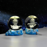 Lampe de nuit en cristal 3D gravée Sun Wukong, roi singe, avec nuage LED, à brancher, lampe de bureau moderne, décoration de salon, cadeau pour la maison