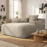 Ensemble de canapés modulaires en tissu peluche blanc, une place, dossier bas, capitonné, assise profonde, convertible en lit, durable, moderne, pour salon et appartement