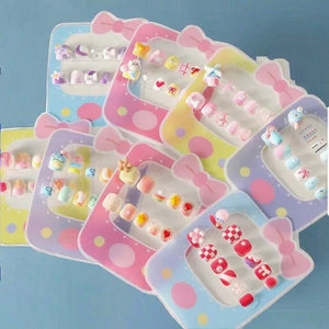 Lot de 12 ongles à presser pour enfants de 3 à 6 ans, pour filles, adhésifs en gelée non toxiques, détachables et étanches, ensemble de <span class=keywords><strong>faux</strong></span> ongles - Product Image 3