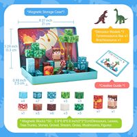 52 mini blocs magnétiques avec étui, ensemble de voyage STEM sur le thème des dinosaures pour les tout-petits, enfants, cadeaux éducatifs pour filles et garçons