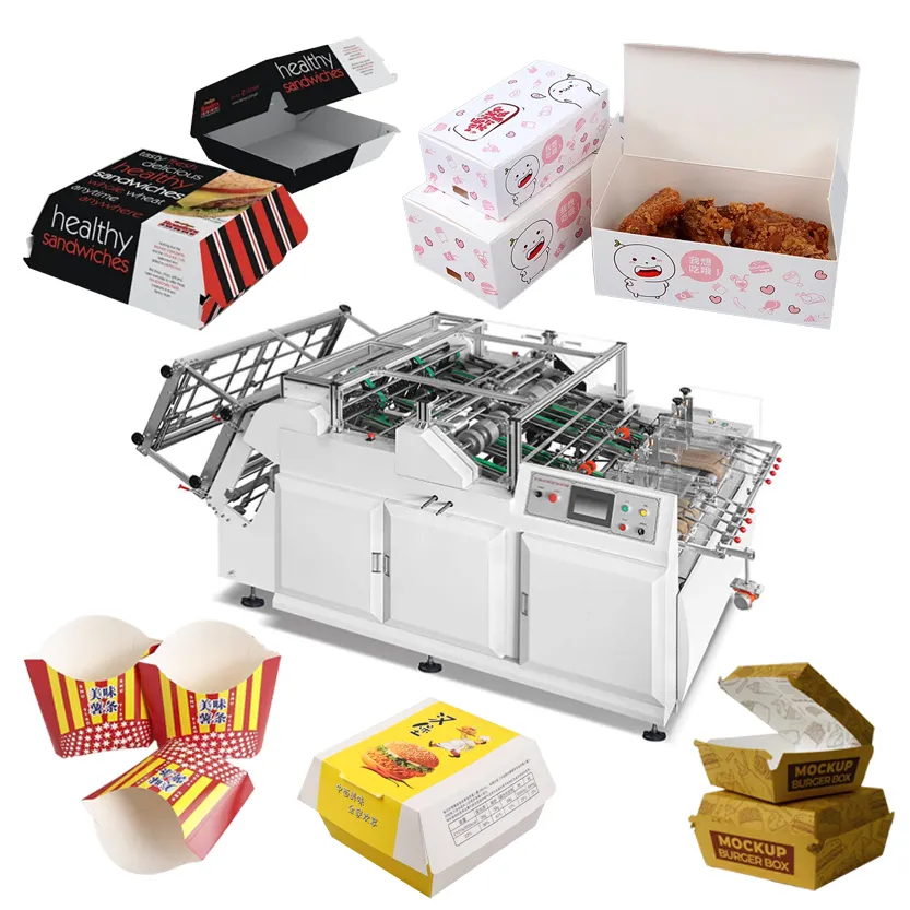 Effiziente automatische Tortenboxen-Formiermaschine Takeaway-Schnellimbiss-Papierbox-Herstellungsmaschine