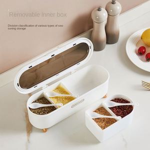 Four-Compartment Kitchen Seasoning Box Multi-functional Household Plastic Lid for Sugar Salt Other <b>Microwavable</b> - Product Image 2