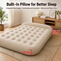 Matelas Gonflable Double/Queen pour Camping Extérieur avec Pompe Intégrée à Gonflage Rapide, Coussin de Couchage, Matelas Pneumatique pour Invités à Domicile et Voyage avec Oreiller