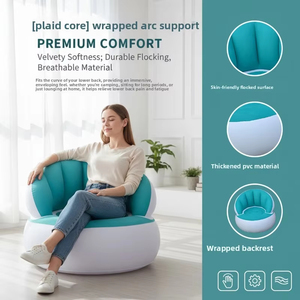 Fauteuil gonflable en PVC floqué personnalisé, pliable, à gonflage rapide, avec dossier, pour camping extérieur et mobilier de maison – Vente en gros - Product Image 4