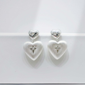 Custom plata 925 silver Heart Shape 22k Gold Plated Drop <b>Earring</b> trendy Matte zircon Women minimalist bridal women <b>stud</b> <b>earrings</b> - Product Image 3
