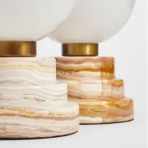SHIHUI Naturstein Marmor Dekoration Lakeville abgestufte Marmor-Tischlampe dekorative Beleuchtung mit Led für Esstisch Nachttisch