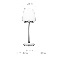 Verre à vin rouge en cristal sans plomb à bord incliné, pied long, ultra transparent, écologique, pour la maison, le bar, le restaurant, commandes en gros