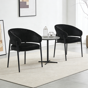 Sillón Moderno Nórdico con Respaldo Curvo Tapizado en Terciopelo y Estructura de Metal Negro para Sala de Estar, Dormitorio y Apartamento - Product Image 6