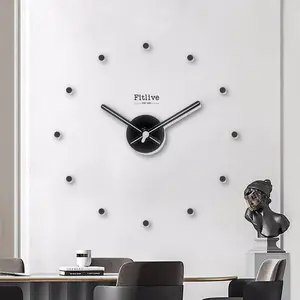 Reloj de pared de cuarzo sin marco silencioso, decoración de arte del hogar DIY Circular para el hogar moderno/oficina para montaje en pared de sala de estar