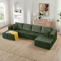 Sofá Seccional Modular en Forma de U de Terciopelo a Rayas con Cojines Rellenos de Esponja para Sala de Estar, Dormitorio, Apartamento y Uso en Hoteles