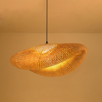 Tisseur naturel fait à la main en osier suspendu lanterne en bambou suspension lampe hauteur réglable taille moyenne Art décoratif