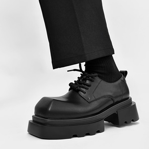 Chaussures Derby pour Hommes Cleanfit à Bout Carré, Style Britannique, Plateforme Épaisse Rehaussante, Chaussures de Marié - Product Image 4