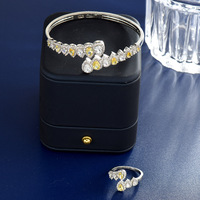 HIBRIDE nouveau luxe 2 pièces cubique zircone bracelet anneau ensembles pour femmes mariée mariage fête accessoires haute qualité S-005