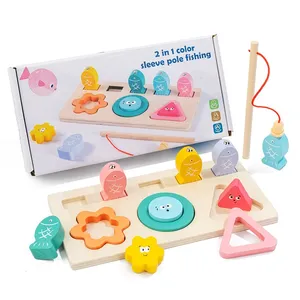Jeu de société Montessori 5-en-1 pour enfants : Apprentissage des chiffres et des formes, empilage, pêche et <span class=keywords><strong>math</strong></span>ématiques – Jouets éducatifs pour garçons et filles - Product Image 3