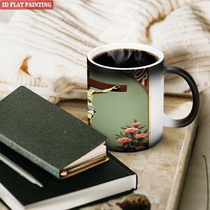 Mug en céramique 11oz noir givré sensible à la chaleur, tasse vierge pour sublimation - Product Image 3