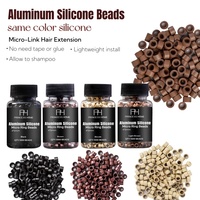 Marque privée 1000 pièces 4*2mm Perles micro anneaux en silicone de couleur uniforme pour extensions capillaires et tresses