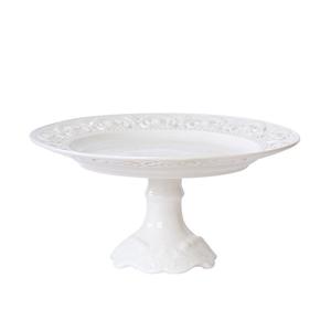 Assiette en céramique européenne à motif de rose en relief, fabriquée à la main, plateau à gâteau en céramique blanche nordique pour gâteau, dessert et décoration de mariage - Product Image 5