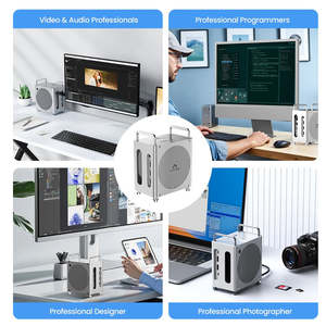 Base de Expansión para <span class=keywords><strong>Mac</strong></span> <span class=keywords><strong>Mini</strong></span> M4 M4 <span class=keywords><strong>Pro</strong></span>, Thunderbolt 3 40Gbps, Carcasa Doble para SSD M.2 NVMe RAID 0, Triple Pantalla DP 4K, PD 65W - Product Image 5