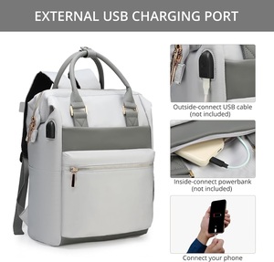 กระเป๋าเป้สะพายหลังสำหรับผู้หญิงขนาด 28 ลิตร พร้อมพอร์ตชาร์จ USB ช่องใส่ของป้องกัน RFID ใส่คอมพิวเตอร์ขนาด 15.6 นิ้ว เหมาะสำหรับเดินทางและทำงาน ขายส่ง - Product Image 2