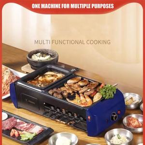 2 in 1 Antihaft-Shabu-Topf Grill platte Multi-Kocher BBQ Shabu-Topf mit Grills teaks Ramen-Nudeln Elektrischer Kochtopf - Product Image 2