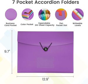 ملف أكورديون بـ 7 جيوب، مجلد ملفات قابل للتوسيع بحجم A4، منظم وثائق محمول - Product Image 2
