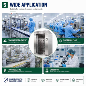 Cabina de Ducha de Aire de Acero Inoxidable para 2 Personas, para Cuartos Limpios de la Industria Farmacéutica y Alimentaria, con Control Automático PLC y Alta Velocidad - Product Image 5