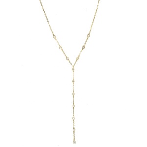 Collier Lariat Plaqué <span class=keywords><strong>Or</strong></span> avec Zirconiums Cubiques, Longue Chaîne Sexy pour Femmes, Forme Y, Bijou en Chaîne avec Zirconiums Cubiques Sertis, Collection Été 2026 - Product Image 1