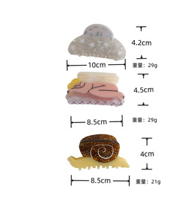 Pinzas de Pelo de Acetato con Diseño de Dibujos Animados, Pinza de Pelo con Forma de Girasol, Estrella, Caracol y Tiburón para Mujer - Product Image 3