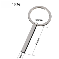 Porte-clés personnalisé en acier inoxydable Ywyougang - Barre verticale cubique - Porte-clés minimaliste gravé sur mesure