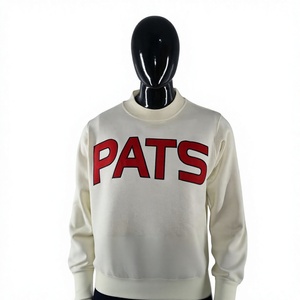Sudadera de Cuello Redondo Color Crema para Mujer con Estampado de Letras PATS Rojas, Manga Larga, Tejido de Algodón, Logotipo Personalizado, Fabricante OEM - Product Image 2