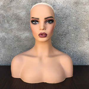 Cara de maquillaje realista de grado 8A, busto inflable femenino afroamericano sentado, cabeza de Maniquí de PP con hombro para exhibición de peluca - Product Image 1