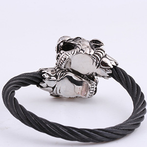 Pulsera con Cabeza de Leopardo de 6 mm, Acero de Titanio Ajustable, Joyería de Moda Unisex, Diseño Animal Negro, Estilo Urbano - Product Image 3