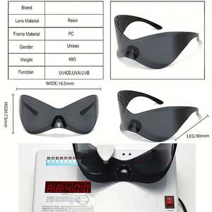 Lunettes de soleil unisexes surdimensionnées à verres monobloc sans monture, style punk, pour la conduite, lunettes de protection Y2K, lunettes de soleil de sport pour l'extérieur, hommes et femmes - Product Image 4