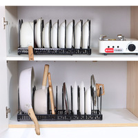 Support de rangement télescopique multi-couches réglable pour couvercles de casseroles, multifonctionnel, sans perçage, avec revêtement antidérapant en caoutchouc ondulé