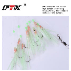 Línea de anzuelos de pesca de agua salada FTK <span class=keywords><strong>Sabiki</strong></span> Rigs con 8 anzuelos de calamar líder de línea de pesca - Product Image 4
