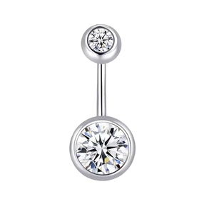 High Quality Trendy Cz Diamond Playboy Navel Hoop Belly S925 Fine Body Jewelry Piercing Jewelry With Zirconias